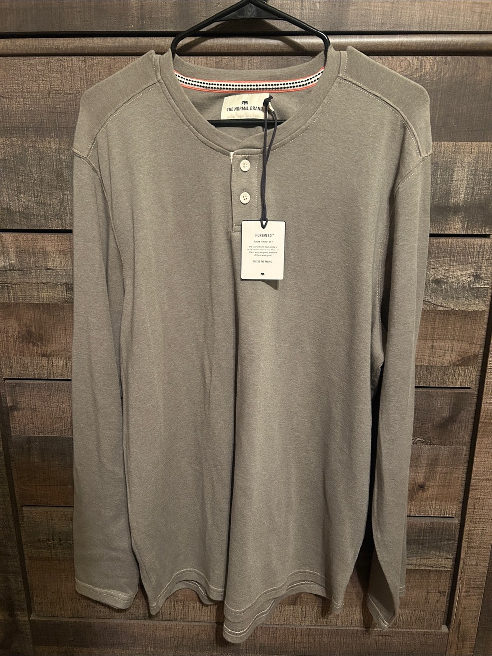 The Normal Brand Men's Taupe-Gray Henley Long Sleeve